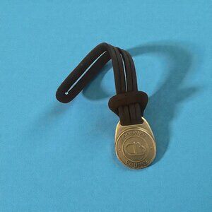 VTG Dooney & Bourke Bag Charm Gold Brass Brown Leather Key Fob 90s Replacement